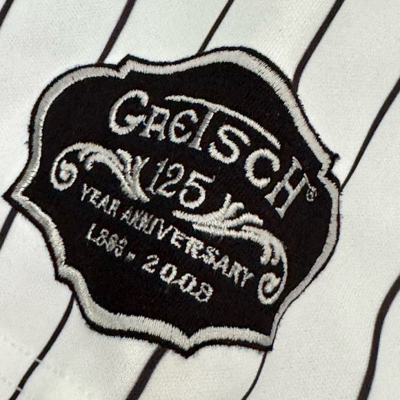 Retro Gretsch Guitars 125th Pin Stripe MLB Baseball Jersey Men’s L Majestic RARE - Picture 5 of 9